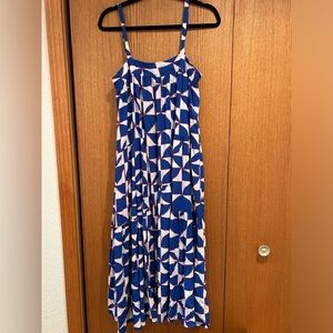 Anthropologie ABEL THE LABEL Blue Orange Geometric Maxi Dress Medium